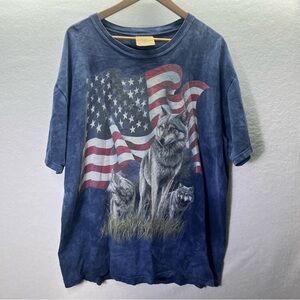 The Mountain Wolf Flag Classic Tshirt Mens XL Vintage Blue Cool Cotton 2610